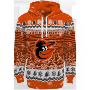 Baltimore Orioles Christmas Trees Orange Hoodie